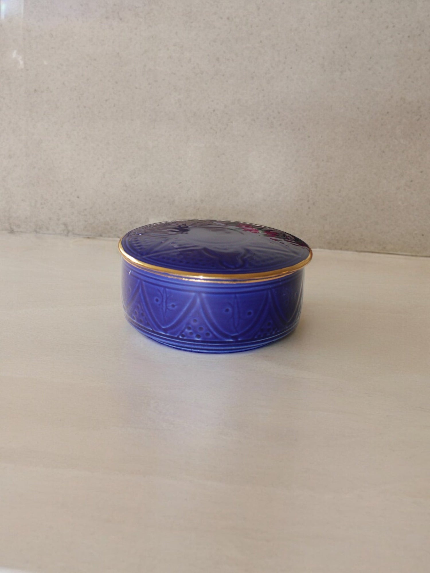 Boite céramique gold bleu