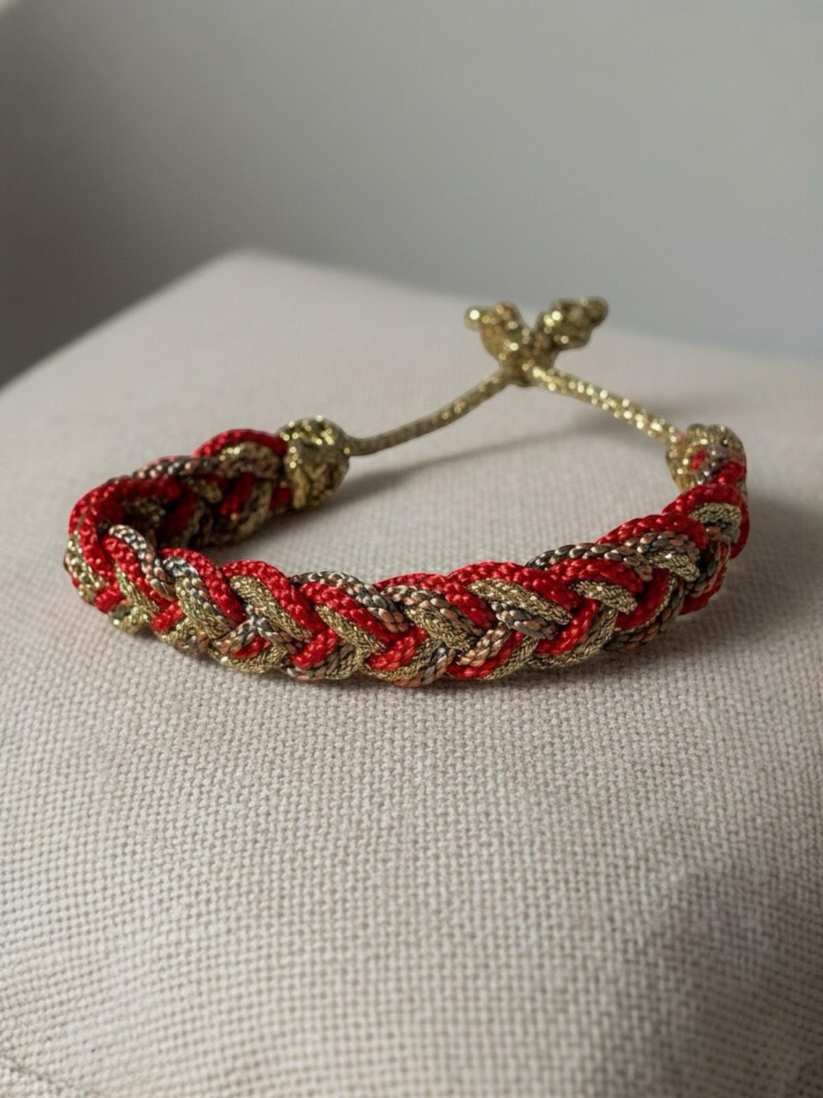 Bracelet en Passementerie Rouge et Or