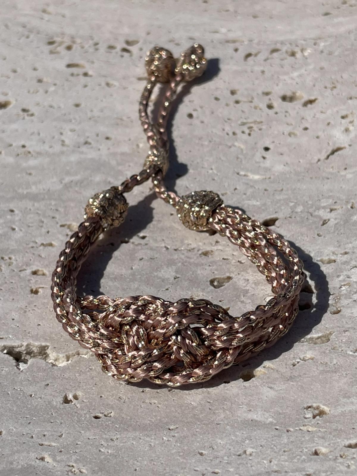 Bracelet en Passementerie Champagne Rosé et Or