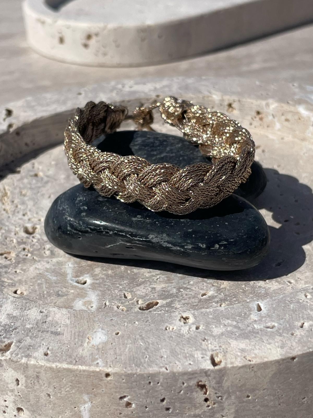 Bracelet en passementerie tressée Or Antique